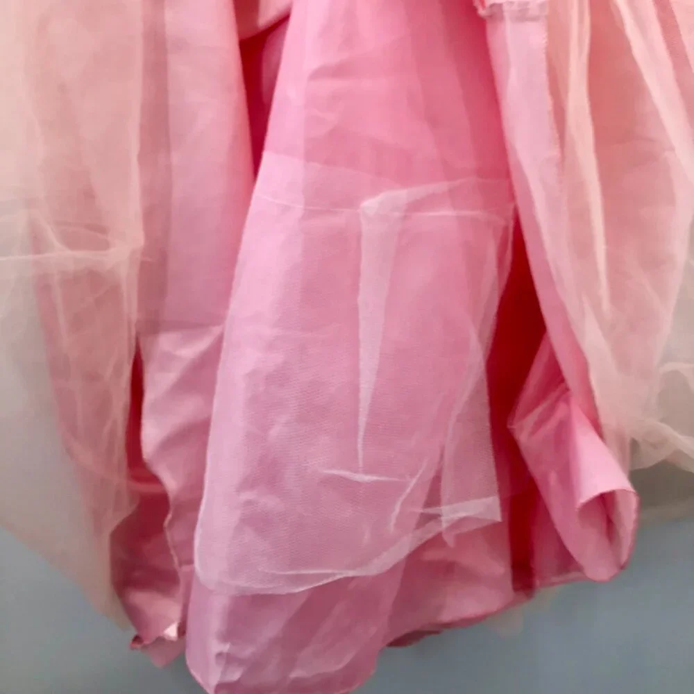 Pink Party Dress for a Princess! White Lace Tulle Ballgown Easter Flower Girl - Picture 13 of 15